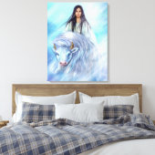 Canvas Witte Buffalo Kalf Vrouw Afdruk (Insitu (Slaapkamer))
