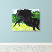 Canvas Wrap Black Stallion Thunder Afdruk (Insitu (Houten vloer))