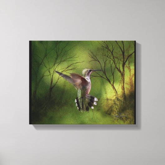 Canvas Wrap kolibrie in vlucht Afdruk (Voorkant)