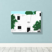 Canvas Wrap/Paleokastro klooster Griekenland Afdruk (Insitu (Houten vloer))