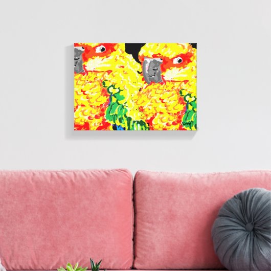Canvas Wrap/Parrots Flock Samen (Insitu (Woonkamer))