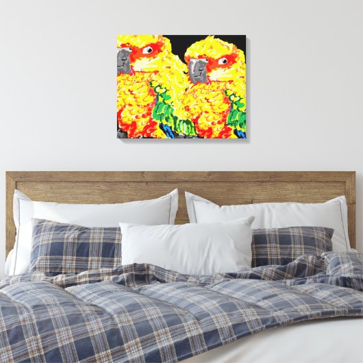Canvas Wrap/Parrots Flock Samen Afdruk (Insitu (Slaapkamer))