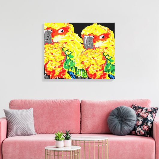 Canvas Wrap/Parrots Flock Samen Afdruk (Insitu (Woonkamer))
