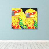 Canvas Wrap/Parrots Flock Samen Afdruk (Insitu (Houten vloer))