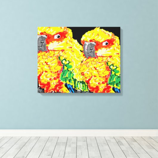 Canvas Wrap/Parrots Flock Samen Afdruk (Insitu (Houten vloer))