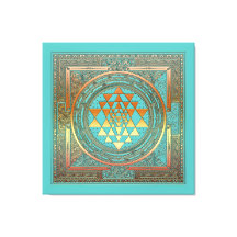 Canvas Yoga Manala Chakra Goud Symbool Turquoise