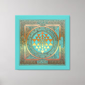 Canvas Yoga Manala Chakra Goud Symbool Turquoise (Voorkant)