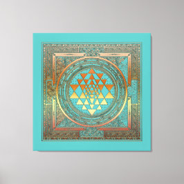 Canvas Yoga Manala Chakra Goud Symbool Turquoise