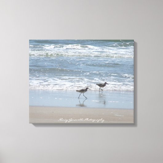 Canvas: Zandlopers op het strand - Topsail Island Canvas Afdruk (Voorkant)