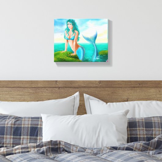 Canvas " Zeemeermin in zee " (Insitu (Slaapkamer))