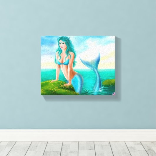 Canvas " Zeemeermin in zee " (Insitu (Houten vloer))