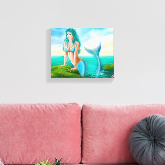 Canvas " Zeemeermin in zee " (Insitu (Woonkamer))