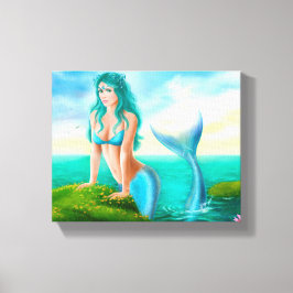 Canvas " Zeemeermin in zee " Afdruk