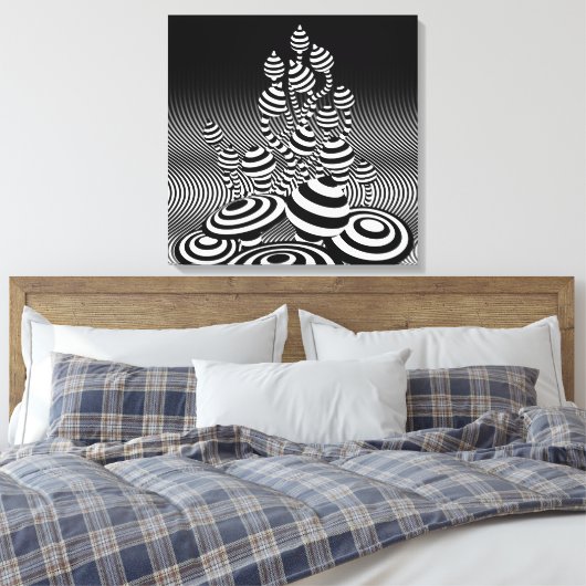 Canvas Zwart & Wit Magic Mushrooms 1m sq. (Insitu (Slaapkamer))