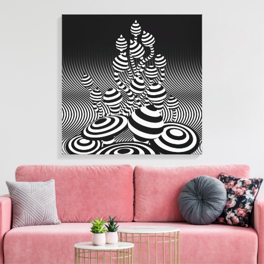 Canvas Zwart & Wit Magic Mushrooms 1m sq. (Insitu (Woonkamer))