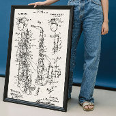 Canvasachtig | Octrooi op saxofoon Poster