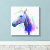 Canvasafdruk Abstract meerkleurig paard met kop Canvas Afdruk (Insitu (Houten vloer))