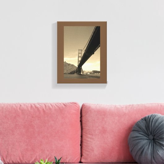 Canvasafdruk - Golden Gate Bridge (sepia) Canvas Afdruk (Insitu (Woonkamer))