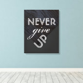 canvasafdruk met tekstquote geeft nooit op grijs canvas afdruk (Insitu (Houten vloer))