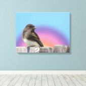 Canvasafdruk - Vogel op hek Canvas Afdruk (Insitu (Houten vloer))