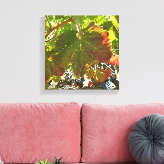 Canvasafdruk - wijnstokken met druiven canvas afdruk (Insitu (Woonkamer))