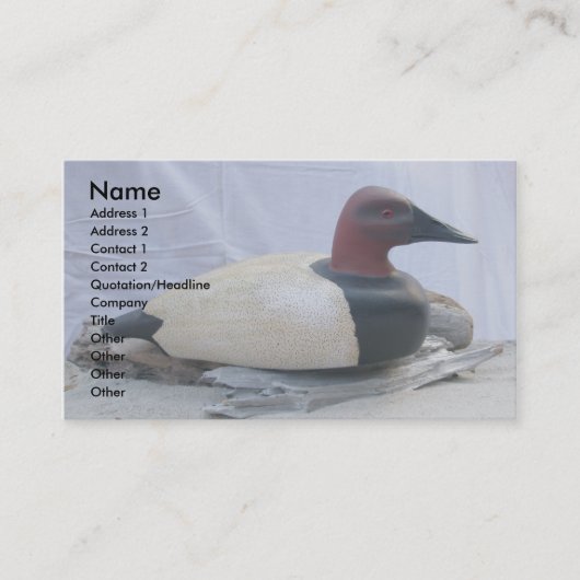 Canvasback Decoy #1 Visitekaartjes (Voorkant)