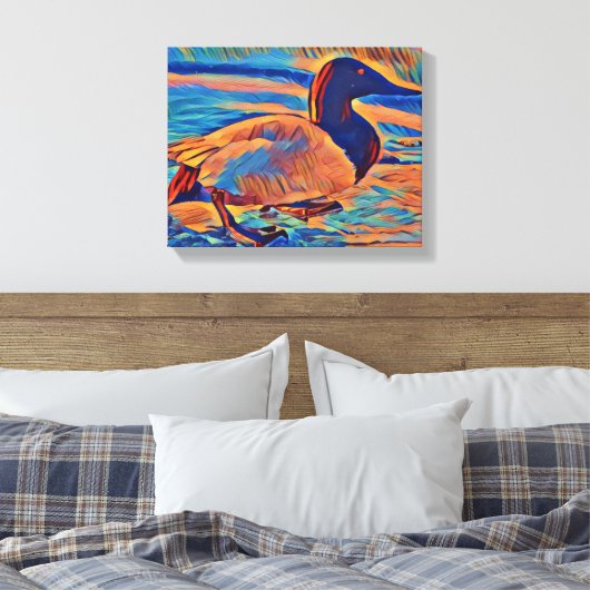 Canvasback Duck Art Schilderij Canvas Afdruk (Insitu (Slaapkamer))