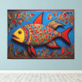 CanvasFish: Madhubani kunst meesterwerken Canvas Afdruk (Insitu (Houten vloer))
