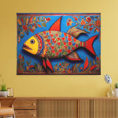 CanvasFish: Madhubani kunst meesterwerken Canvas Afdruk (Insitu (Woonkamer))