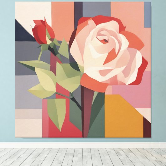 Canvaskunst, Geometrisch Roos Canvas Afdruk (Insitu (Houten vloer))