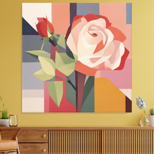Canvaskunst, Geometrisch Roos Canvas Afdruk (Insitu (Woonkamer))