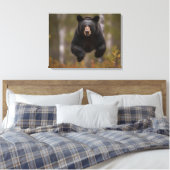 Canvasmuur Art-Yellowstone Zwart Beer Canvas Afdruk (Insitu (Slaapkamer))