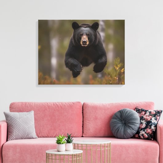 Canvasmuur Art-Yellowstone Zwart Beer Canvas Afdruk (Insitu (Woonkamer))