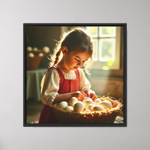 Canvasprint 40x40 cm De eieren tellen Canvas Afdruk