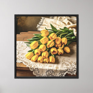 Canvasprint 40x40 cm gele tulpen canvas afdruk