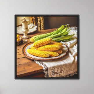 Canvasprint 40x40 cm Zoete Mais Canvas Afdruk