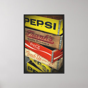 Canvasprint 40x60 cm Oude frisdrank kratten Canvas Afdruk