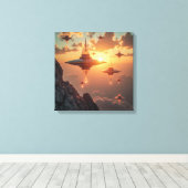 Canvasprint (Armada bij zonsopgang) Canvas Afdruk (Insitu (Houten vloer))