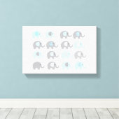Canvasprint - Blauwe Olifanten Canvas Afdruk (Insitu (Houten vloer))