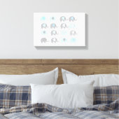 Canvasprint - Blauwe Olifanten Canvas Afdruk (Insitu (Slaapkamer))