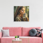 Canvasprint (Dame en Uil) Canvas Afdruk (Insitu (Woonkamer))