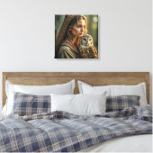 Canvasprint (Dame en Uil) Canvas Afdruk (Insitu (Slaapkamer))