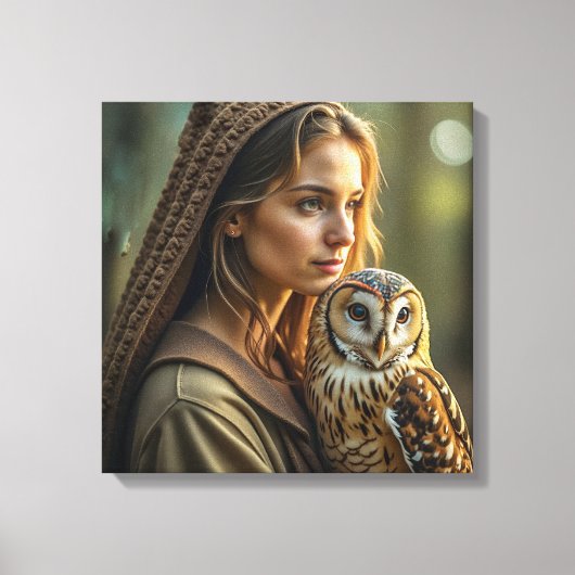 Canvasprint (Dame en Uil) Canvas Afdruk (Voorkant)