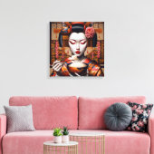 Canvasprint (Geisha en rijstkom) Canvas Afdruk (Insitu (Woonkamer))