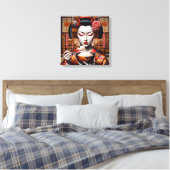 Canvasprint (Geisha en rijstkom) Canvas Afdruk (Insitu (Slaapkamer))