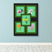 Canvasprint - Gesneden bloemen in lijsten Canvas Afdruk (Insitu (Houten vloer))