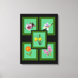 Canvasprint - Gesneden bloemen in lijsten Canvas Afdruk