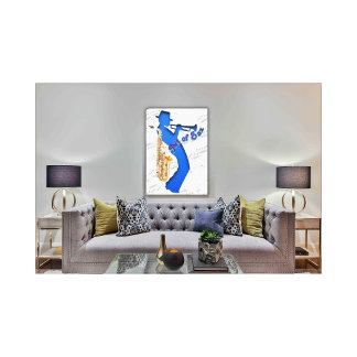 Canvasprint Kunst van Saxofonist Canvas Afdruk