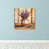 Canvasprint (Lavendel in Vaas) Canvas Afdruk (Insitu (Houten vloer))