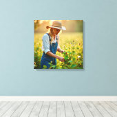 Canvasprint (Meisje op het platteland) Canvas Afdruk (Insitu (Houten vloer))